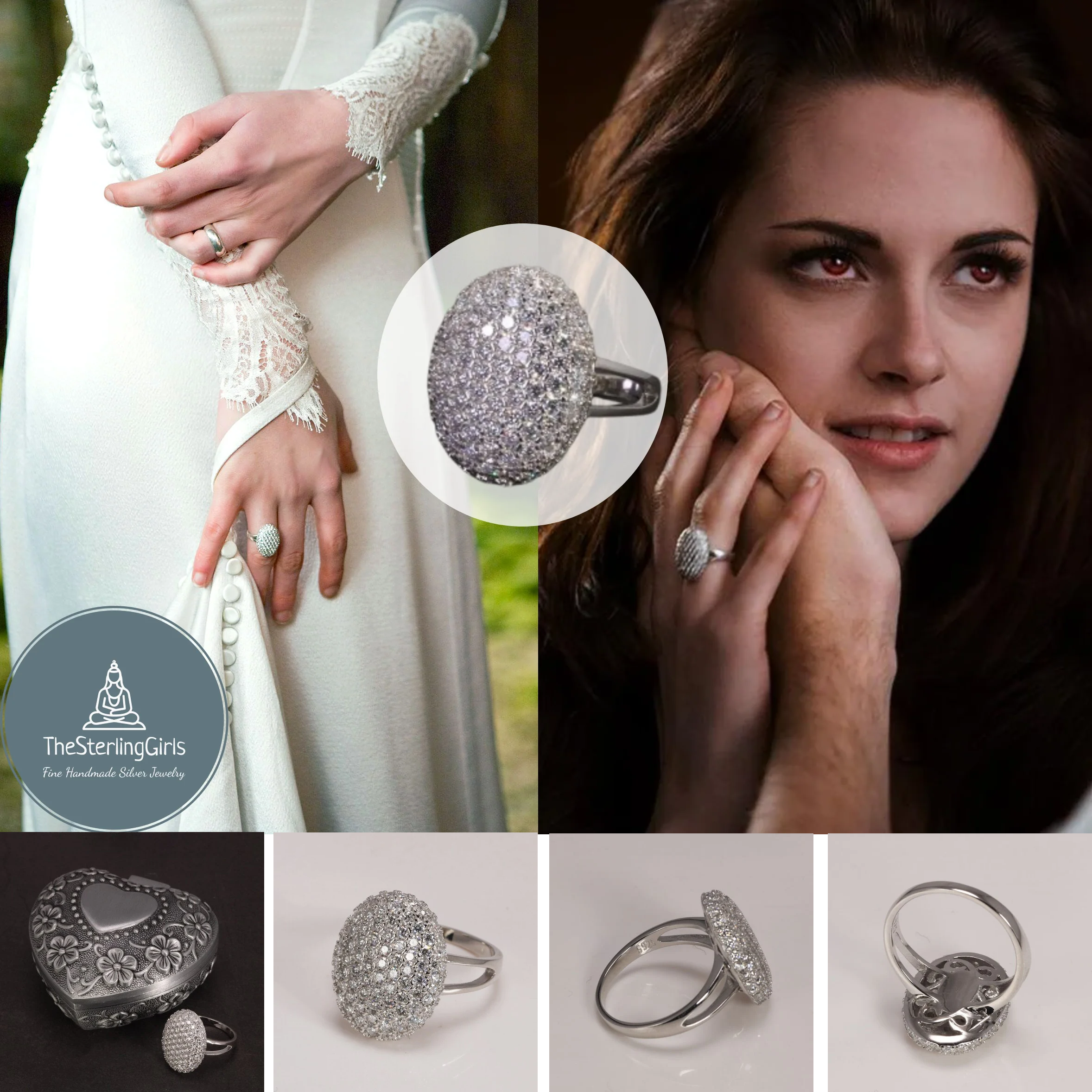 Bella Swan Engagement Ring Inspired | Sterling Silver Moissanite Oval Ring