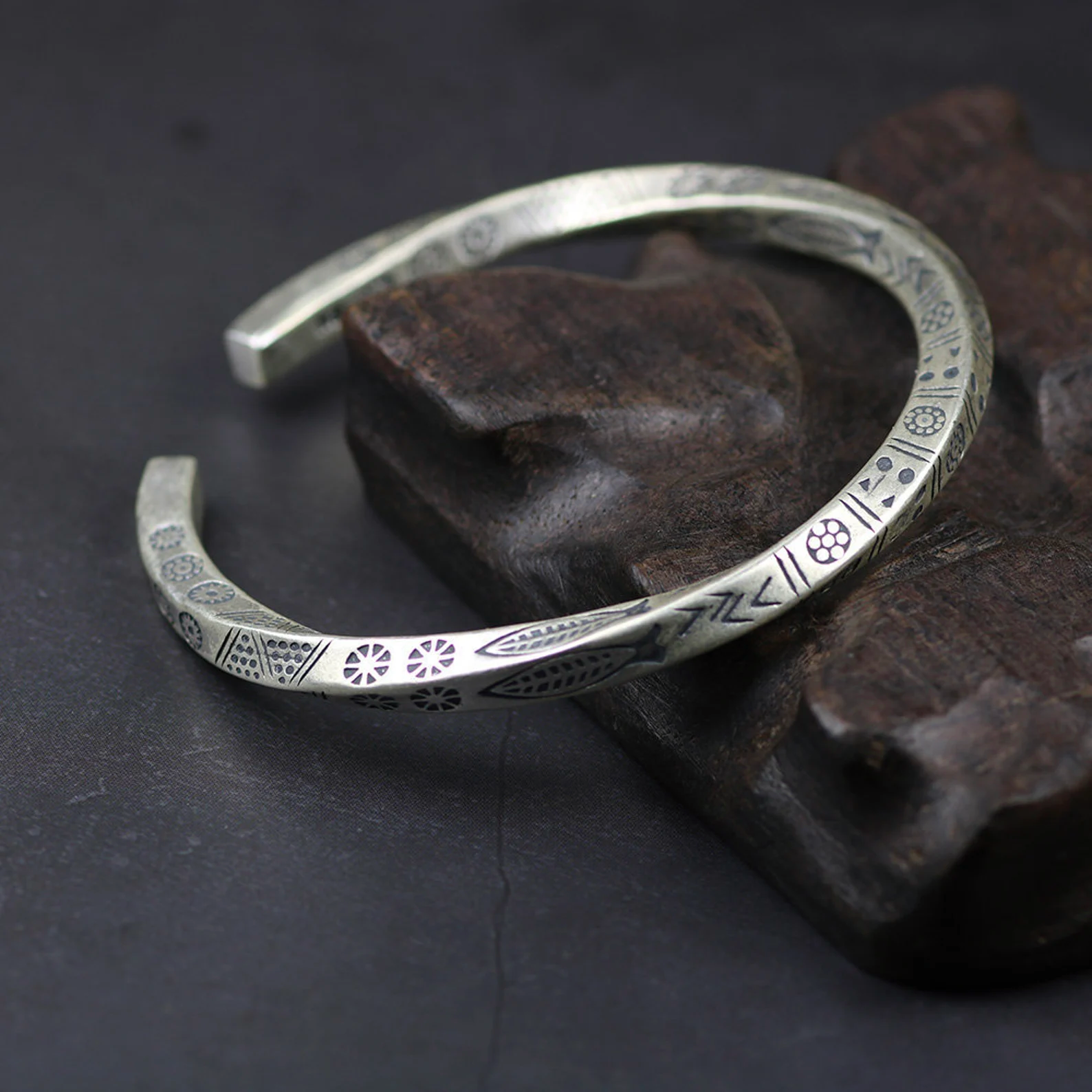 Men 925 Sterling Silver Mens Bangle Bracelet Vintage Cuff Twist Bracelet Modern Cuff main image 0