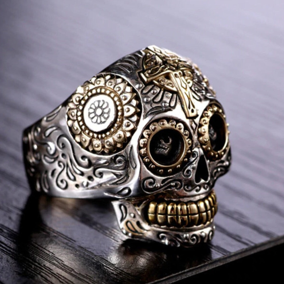 Sterling Silver Sugar Skull Ring – Handmade Day of the Dead Jewelry fo