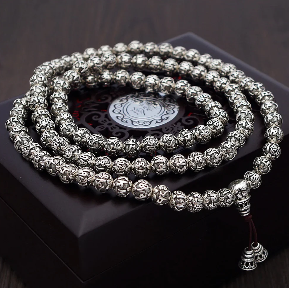 Buddhist Silver Necklace & Mala