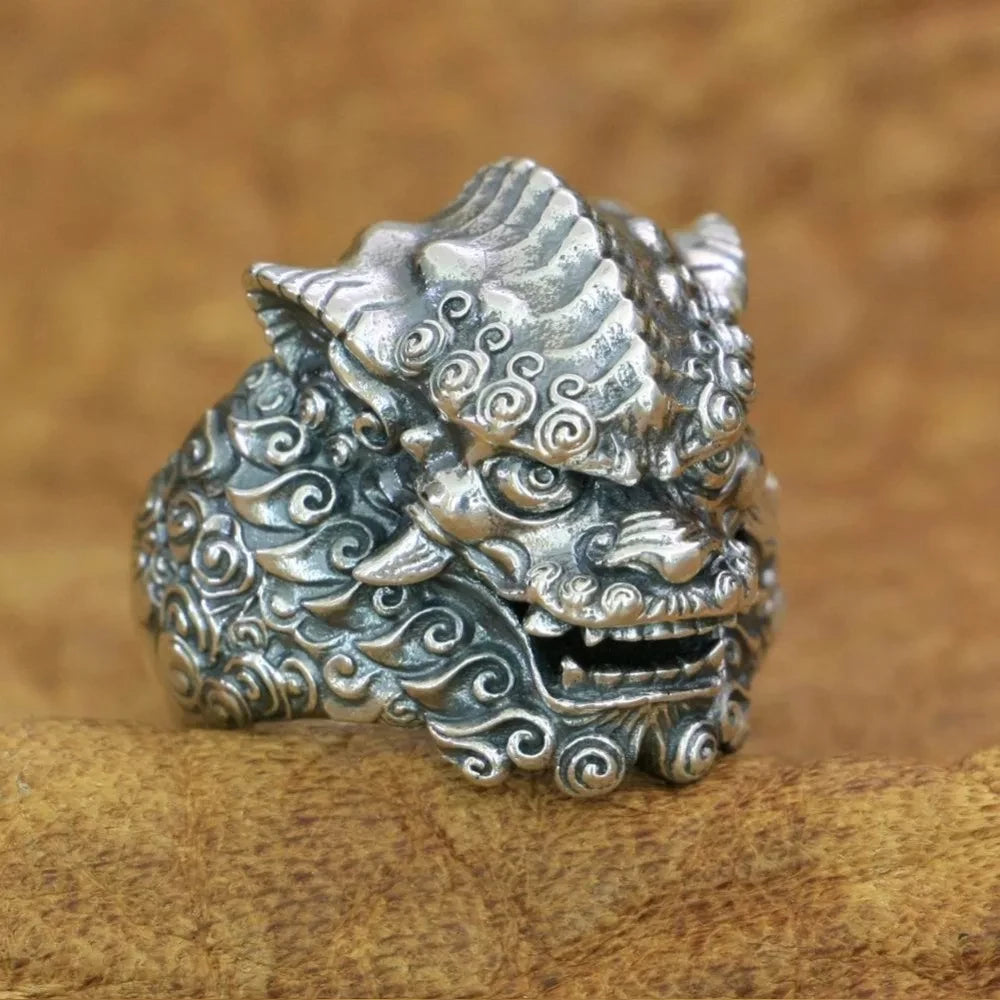 Pixiu Dragon rings sterling silver