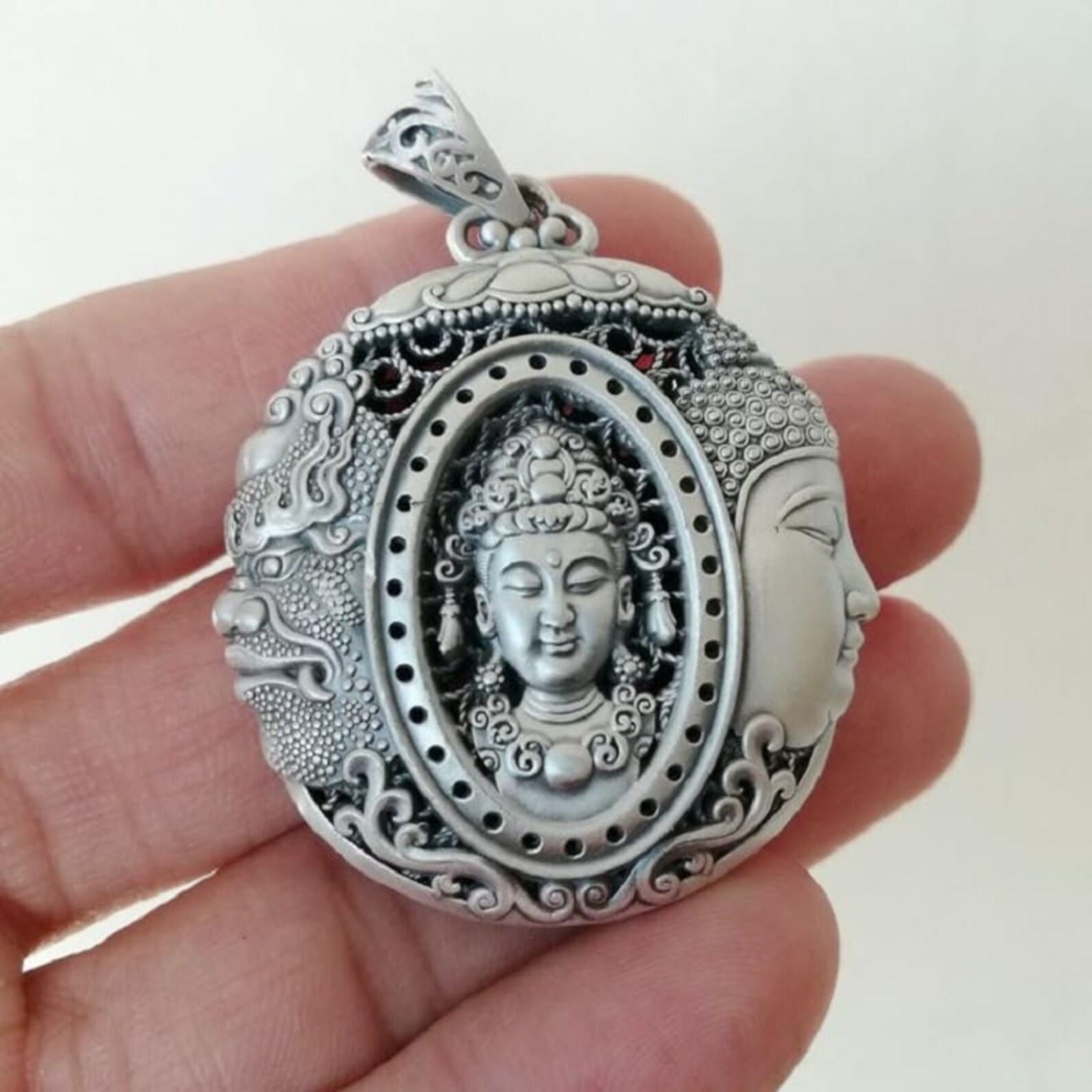 sterling silver buddha buddhist pendant