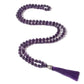108 bead amethyst necklace on white background