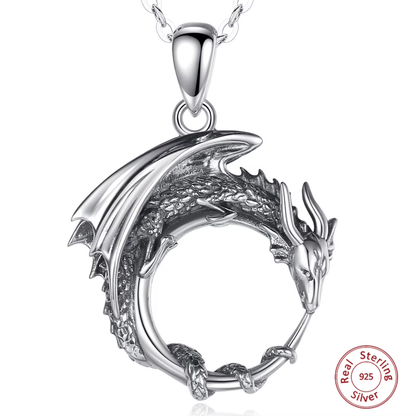 Sterling Silver Dragon Pendant Necklace