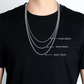 2mm 3mm 4mm thick wheat chain necklace front view