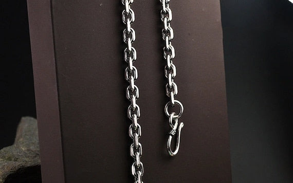 sterling silver cable chain Necklace hanging vertically