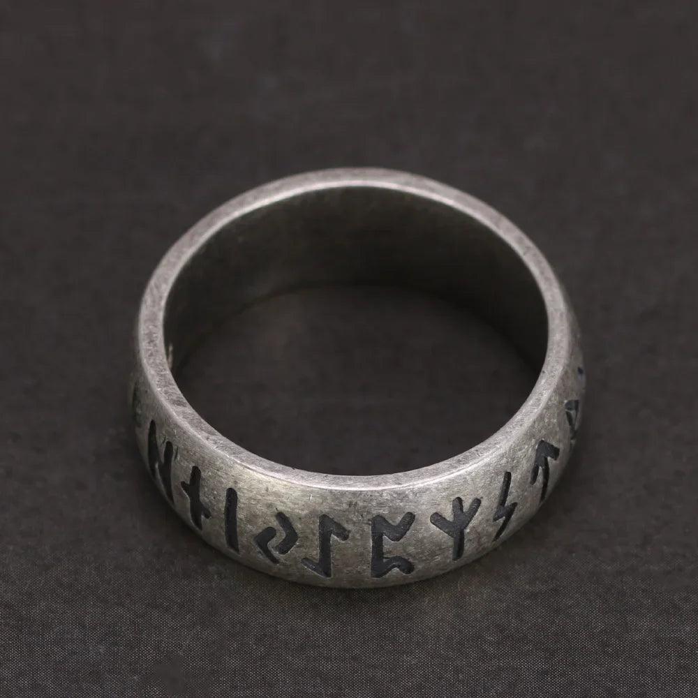 925 silver Viking ring engraved with runes