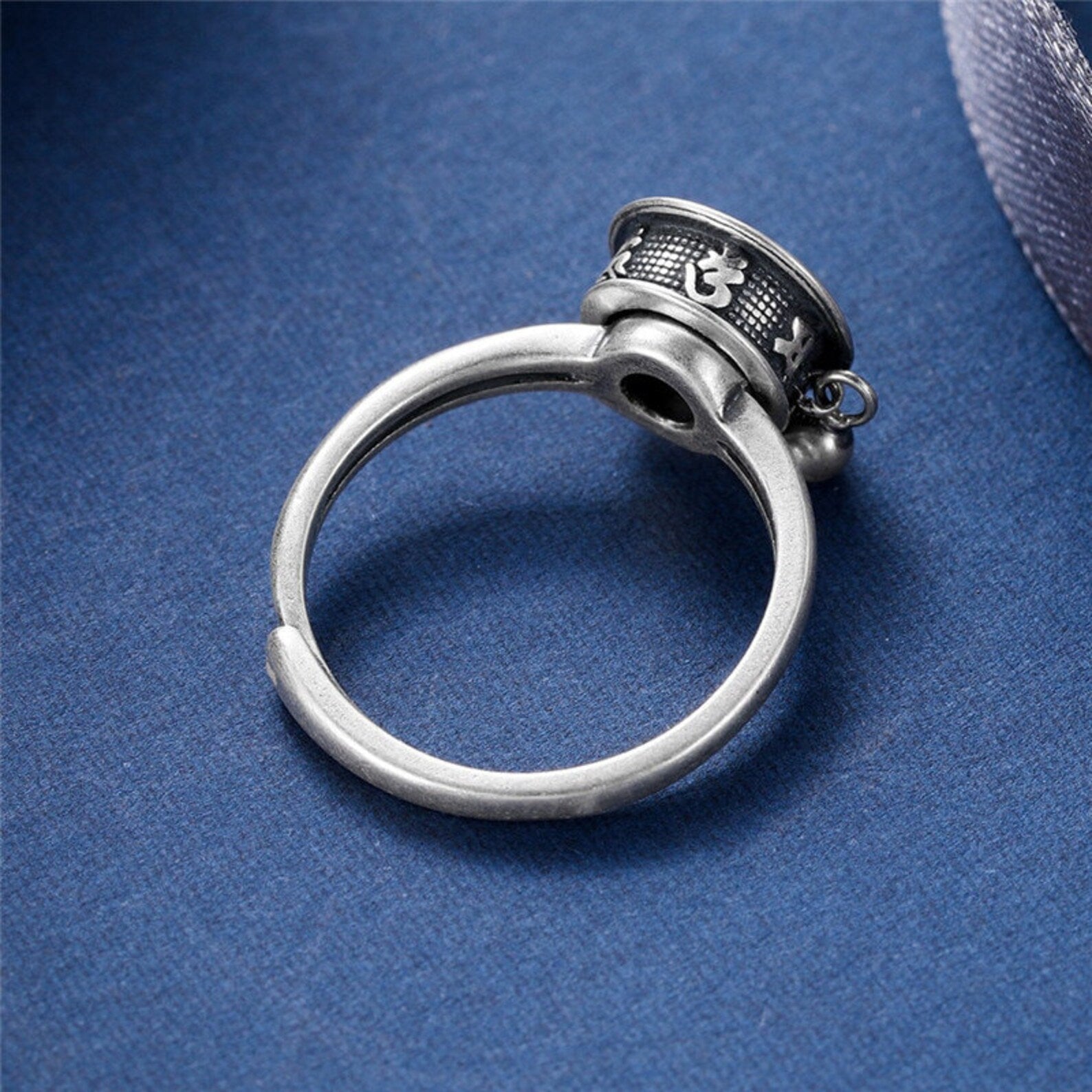 925 silver spinner ring back band adjustable fit