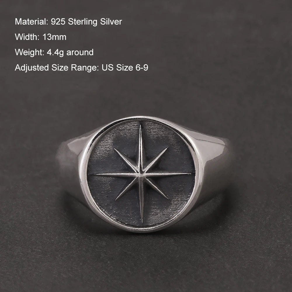 925 silver star ring front