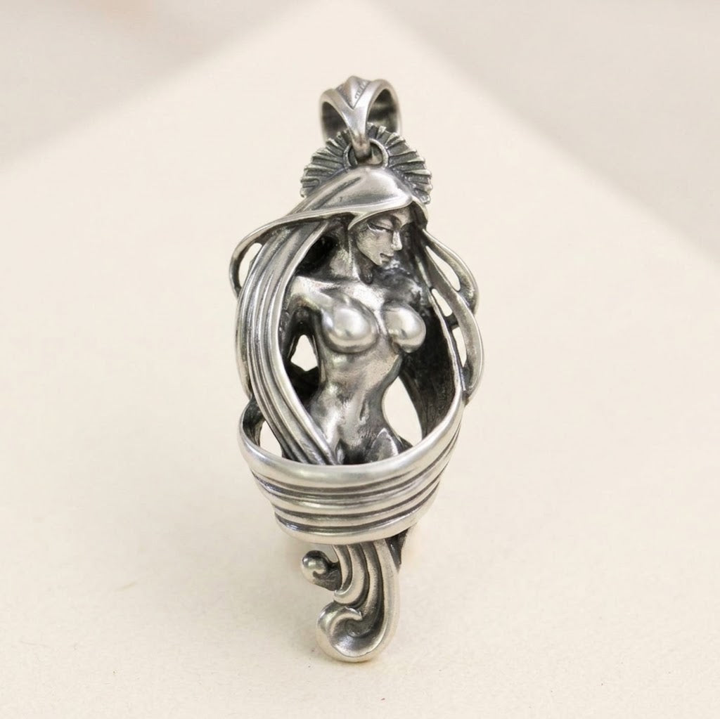 925 sterling silver goddess pendant