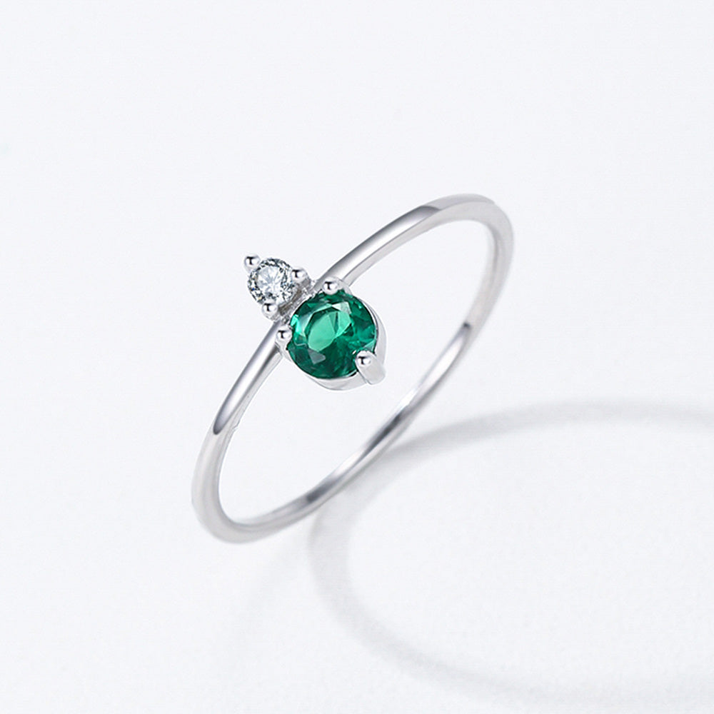 925 sterling silver green zircon ring front view