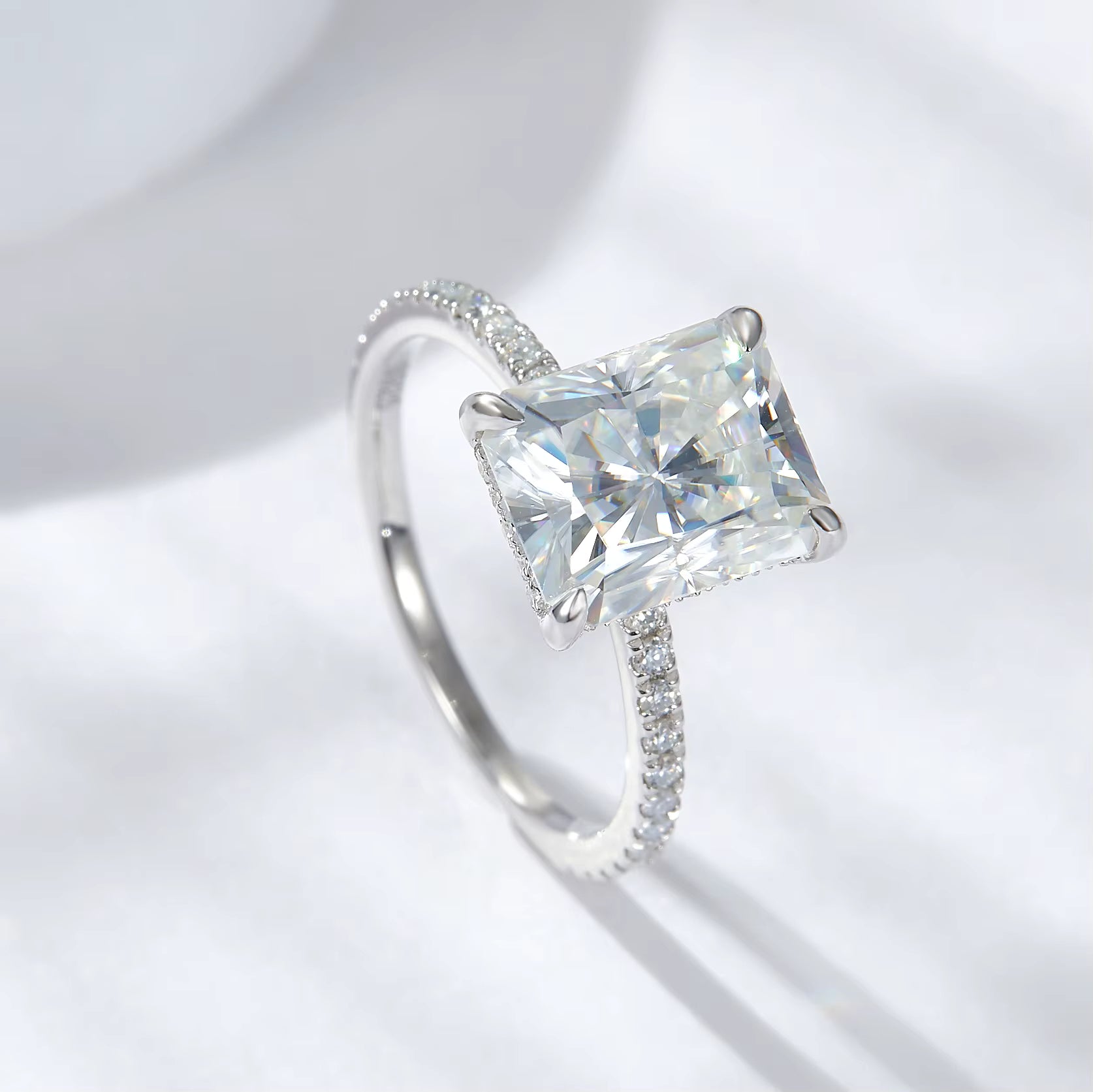 925 sterling silver moissanite ring side view