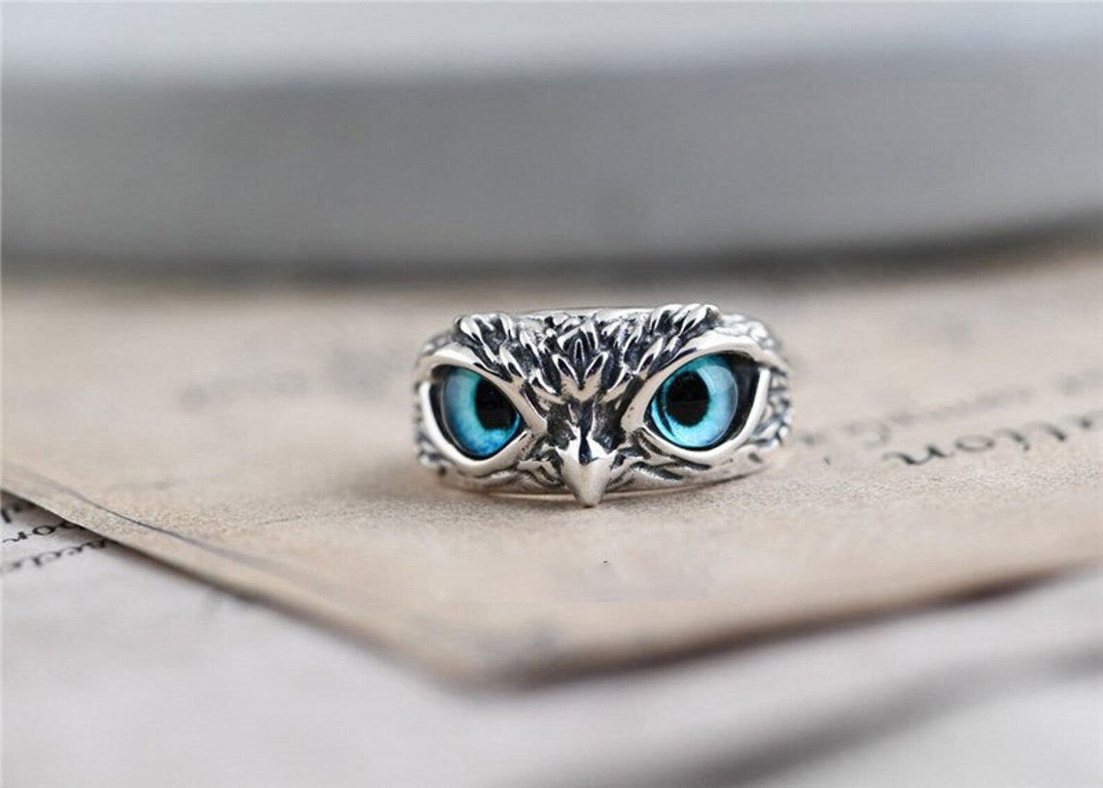 925 sterling silver owl ring