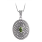 925 sterling silver peridot locket pendant white background