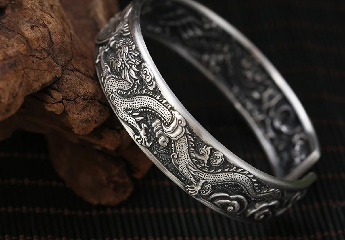 999 fine silver phoenix dragon bracelet