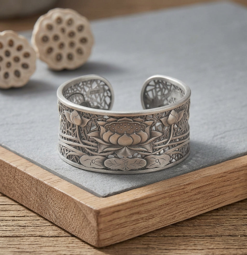 999 silver lotus bangle
