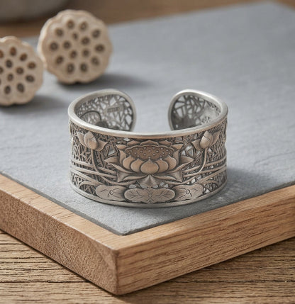 999 silver lotus bangle