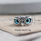 Adjustable 925 sterling silver owl ring front view