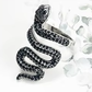 Adjustable black CZ snake ring