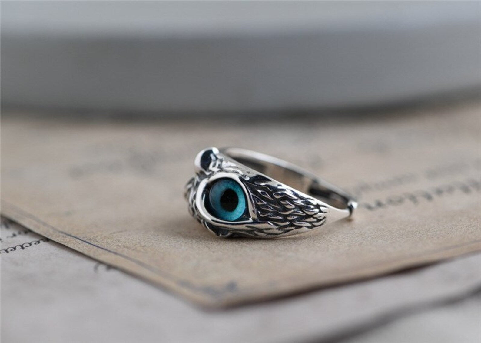 Adjustable owl ring silver