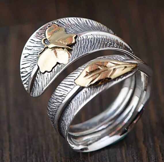 Adjustable sterling silver spoon ring