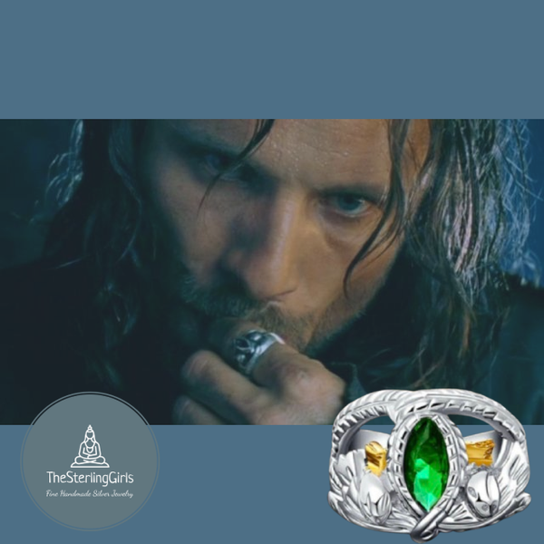 Aragorn Ring of Barahir | 925 Sterling Silver LOTR Elven Ring with ...