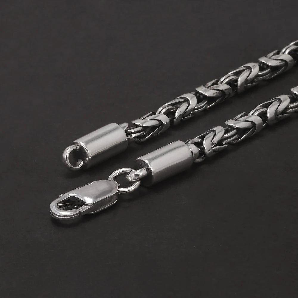 Authentic 925 sterling silver woven byzantine link bracelet close up