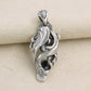 Back view of oxidized silver woman pendant showing S925 quality stamp