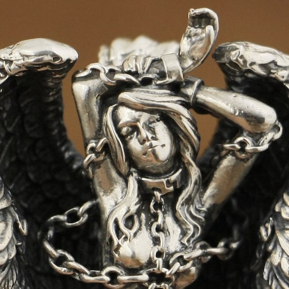 Chained fallen angel charm