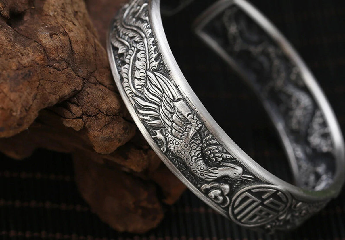 Chinese dragon phoenix bracelet for men and women