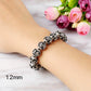 Chunky Sanskrit engraved Tibetan silver bead bracelet on woman wrist