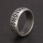 Close-up of Viking silver rune ring