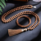Close view of natural 7mm Rudraksha meditation beads