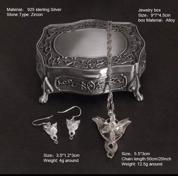Crystal Arwen Evenstar Set pendant Necklace earrings Lord of the Rings Jewelry