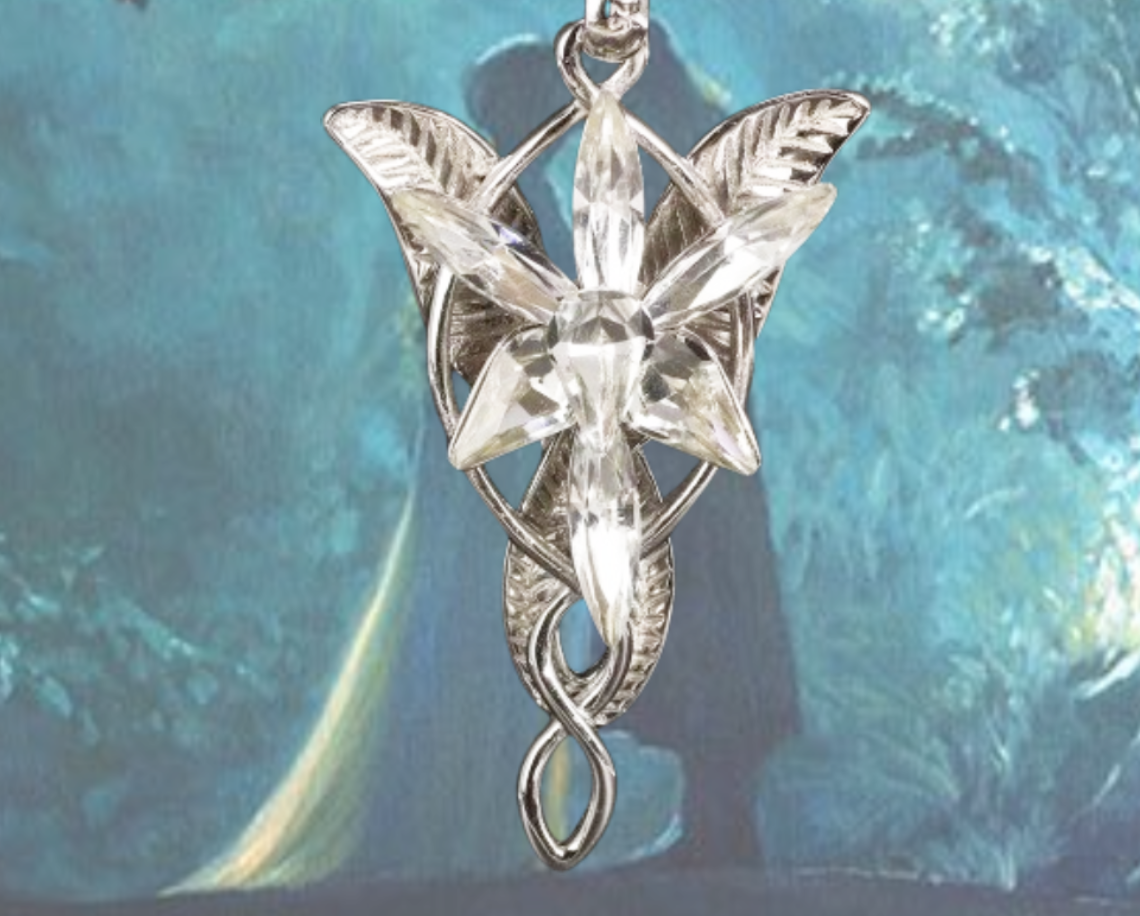 Crystal Arwen Evenstar pendant Necklace 925 Sterling Silver 