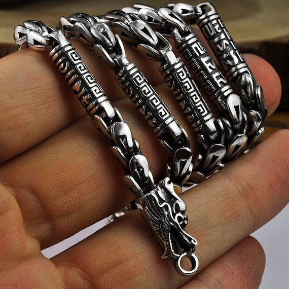 Dragon Necklace Men hand silver