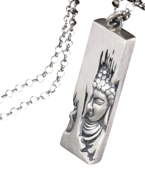 Buddha Guanyin Lotus Pendant Necklace 925 Sterling Silver