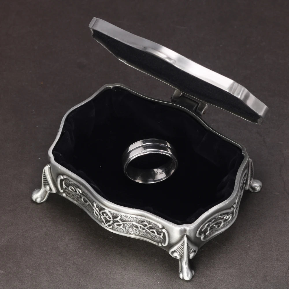 Engraved Supernatural ring inside open Jewelry box