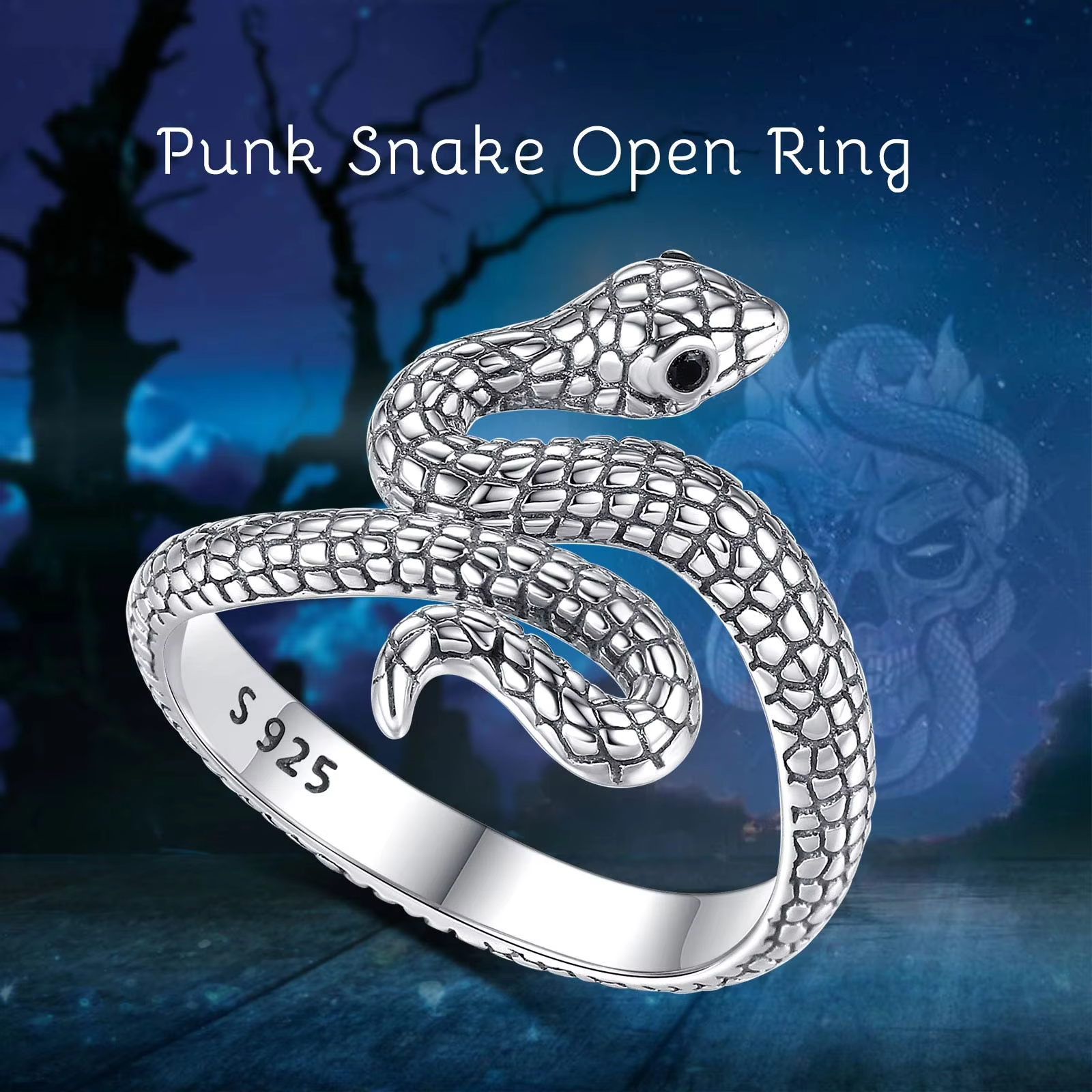 adjustable Ring Snake ~ Sterling Silver ~ Snake Ring Jewelry