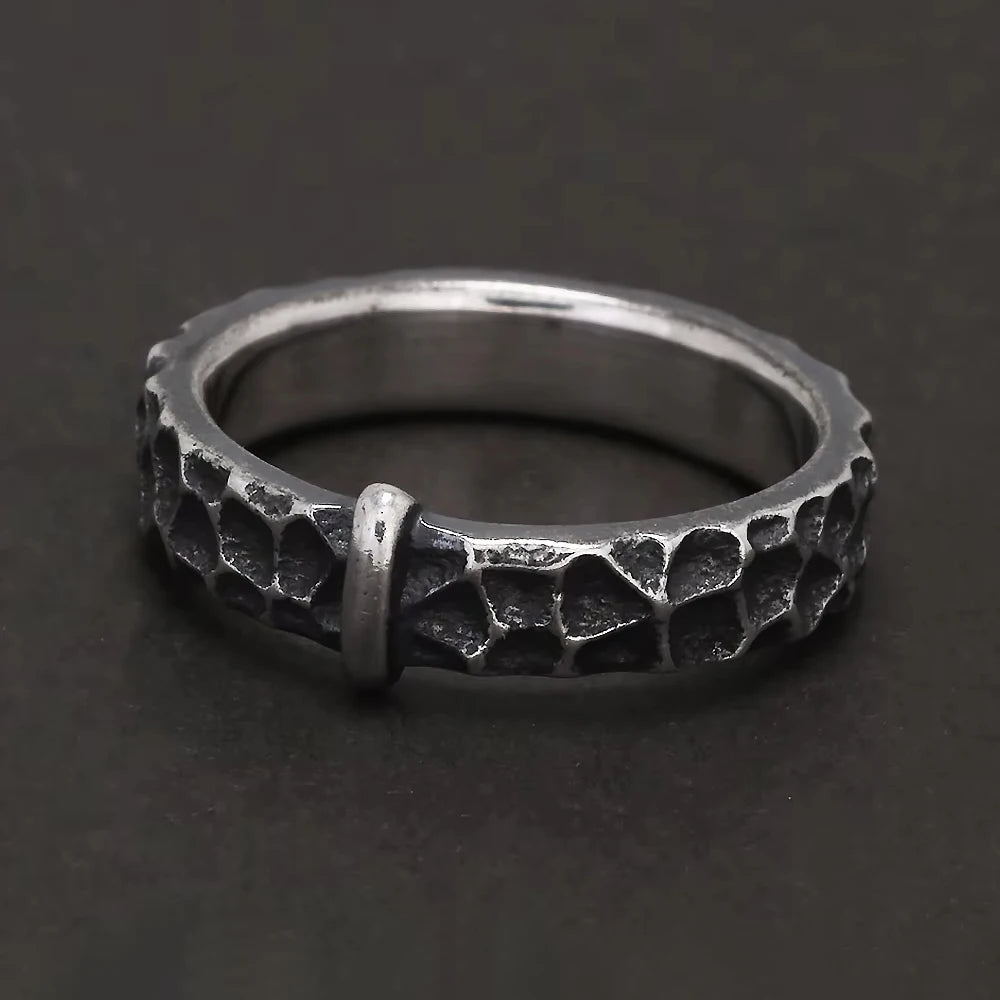Front view of vintage rustic Outlander Claire Fraser silver band