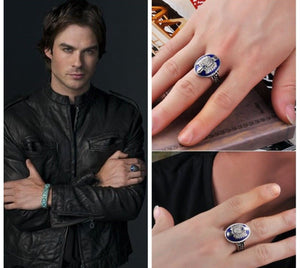 Vampire diaries Damon Stefan Salvatore lapis lazuli sterling, silver, daylight ring