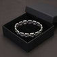 silver link bracelet inside black Jewelry box