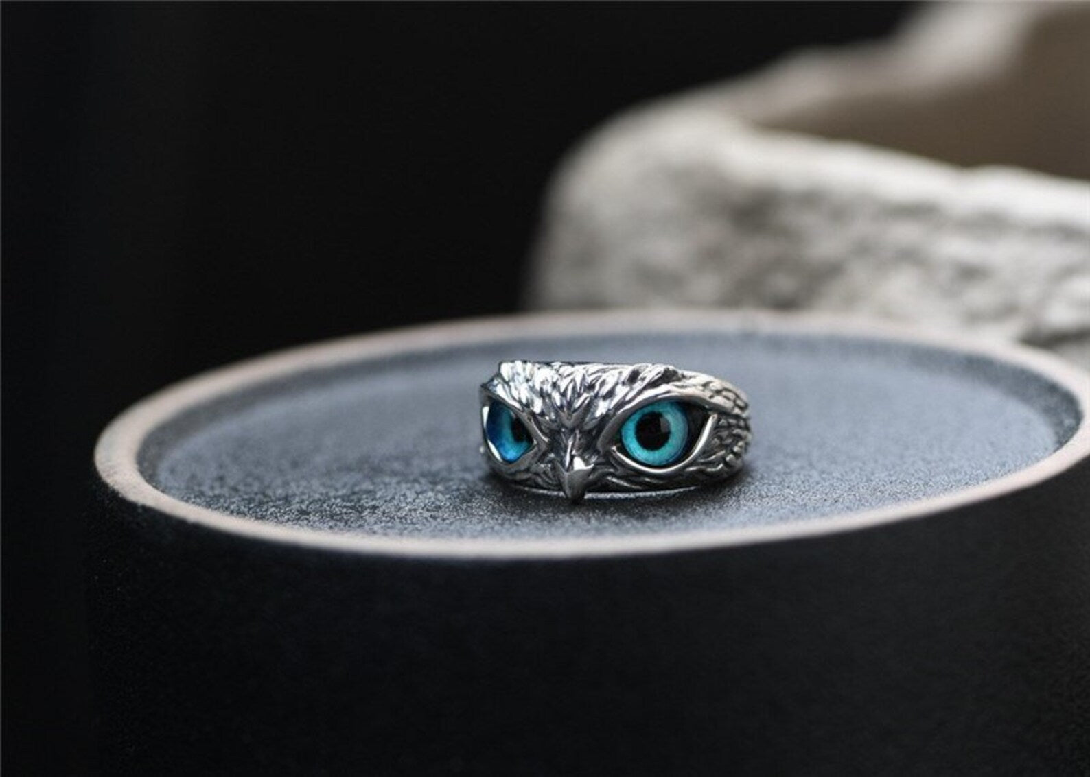 Genuine sterling silver owl ring adjustable band
