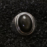 Golden sheen obsidian ring front view