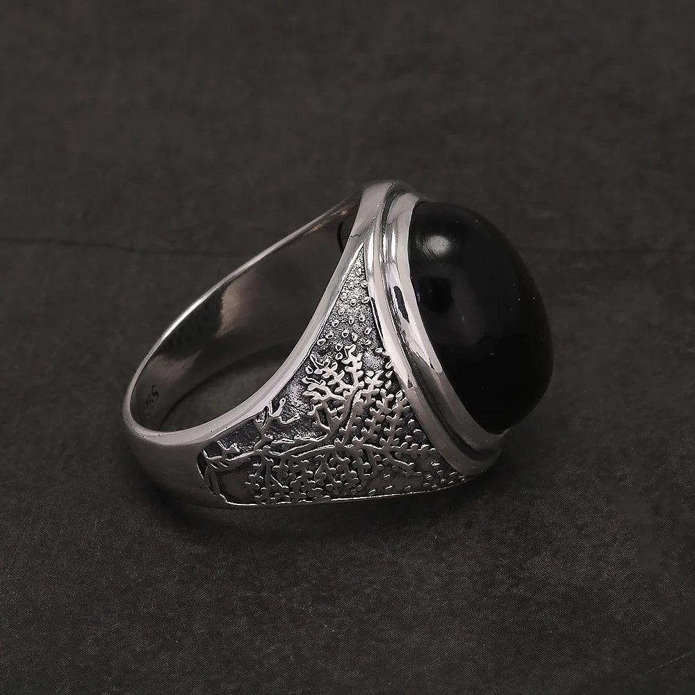 Golden sheen obsidian ring side view