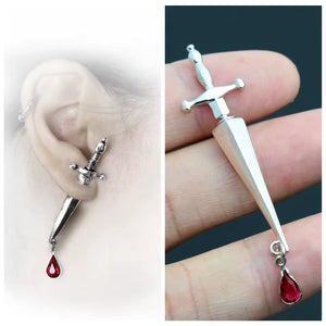 Gothic dagger earring handmade silver