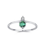 Green zircon silver ring front