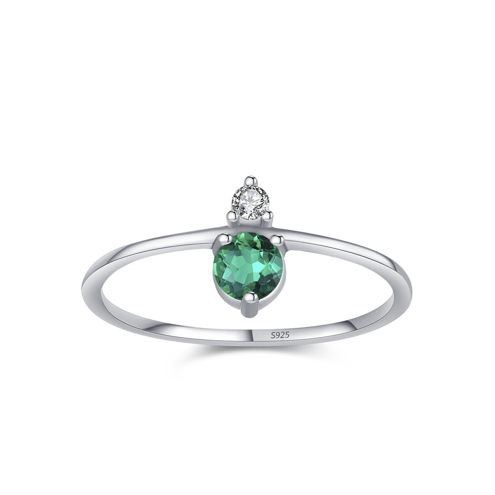 Green zircon silver ring front