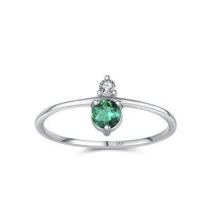 Green zircon silver ring front