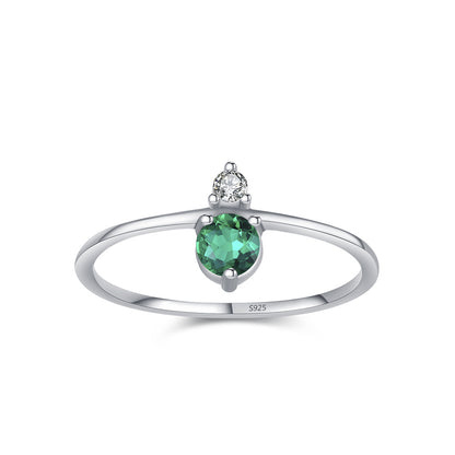 Green zircon silver ring front